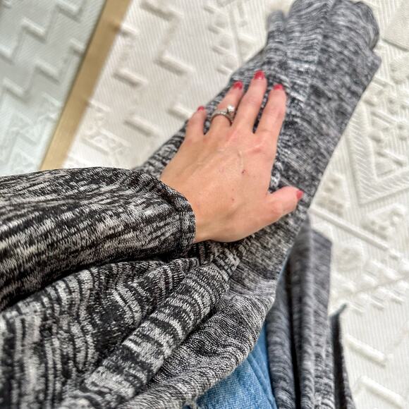 Maruca Novelo Open Front Kimono Duster Cardigan Heathered Black - Picture 5 of 7